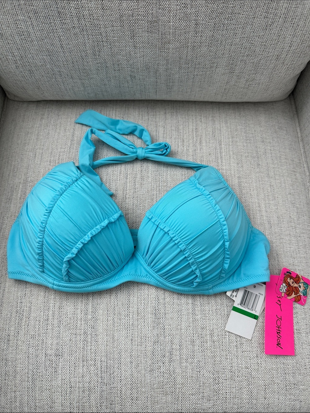 Betsey Johnson Turquoise Halter Bikini Top